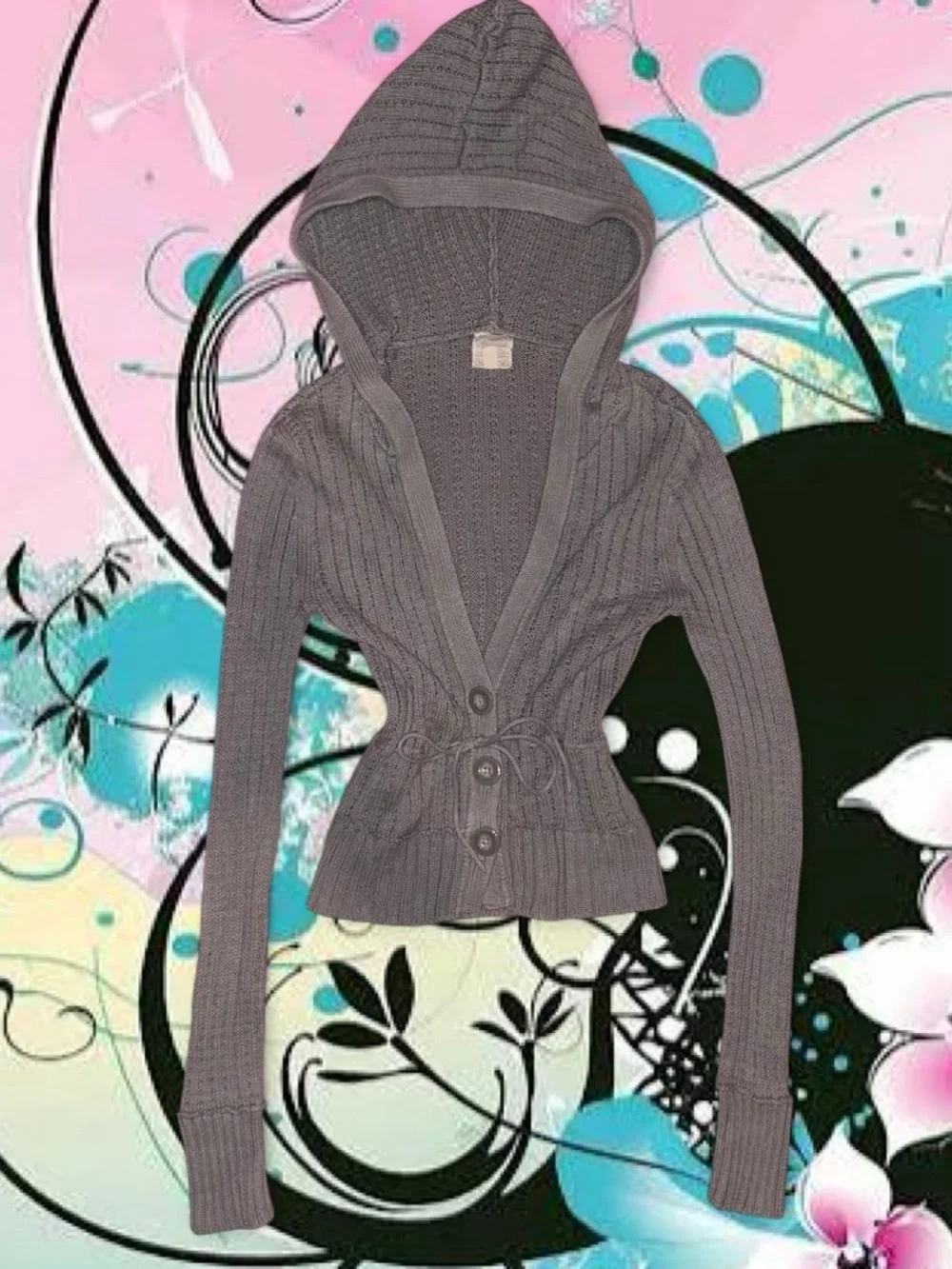 RARE vtg y2k tie waist hooded cardigan - aeropostale, sz sm PRICE FIRM